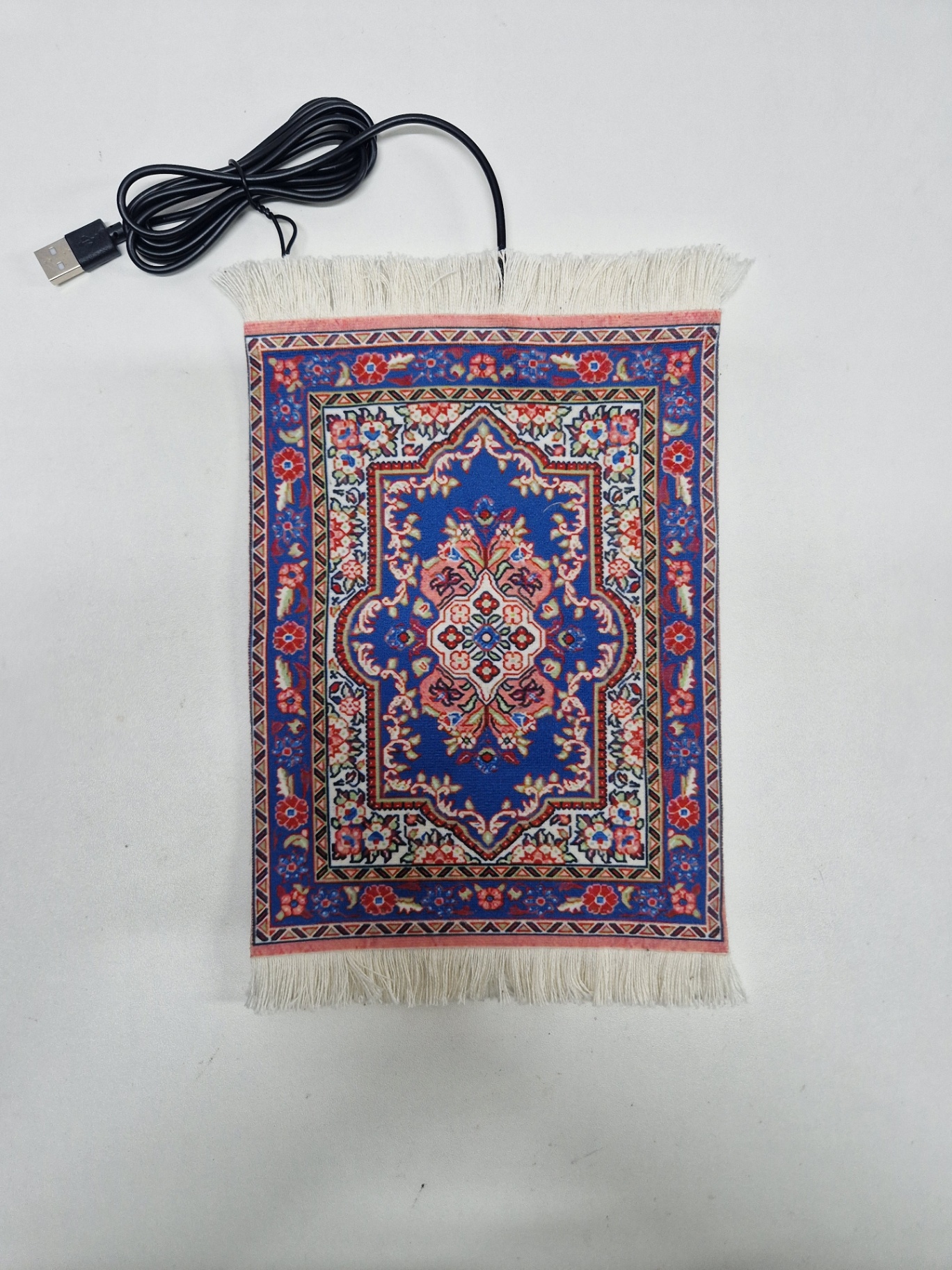 Verwarmde muismat met USB in het Perzische dessin Porseleinblauw